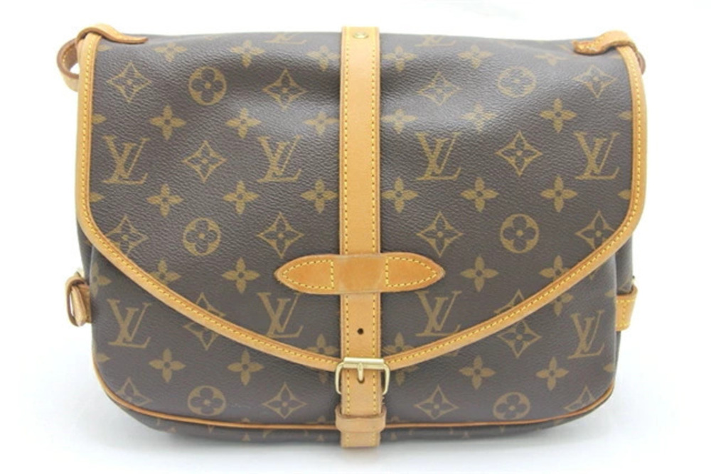 LOUIS VUITTON Saumur Shoulder Bag Monogram Brown